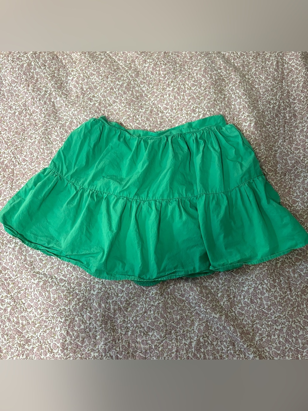 Green Tiered Mini Skirt